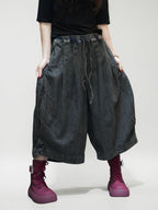 Smoky Black Patchwork Harem Pants