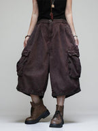 Vintage Washed Cropped Cargo Harem Pants