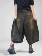 Patchwork Denim Harem Pants