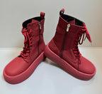 Red Leather Combat Boots