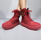 Red Leather Combat Boots