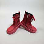 Red Leather Combat Boots