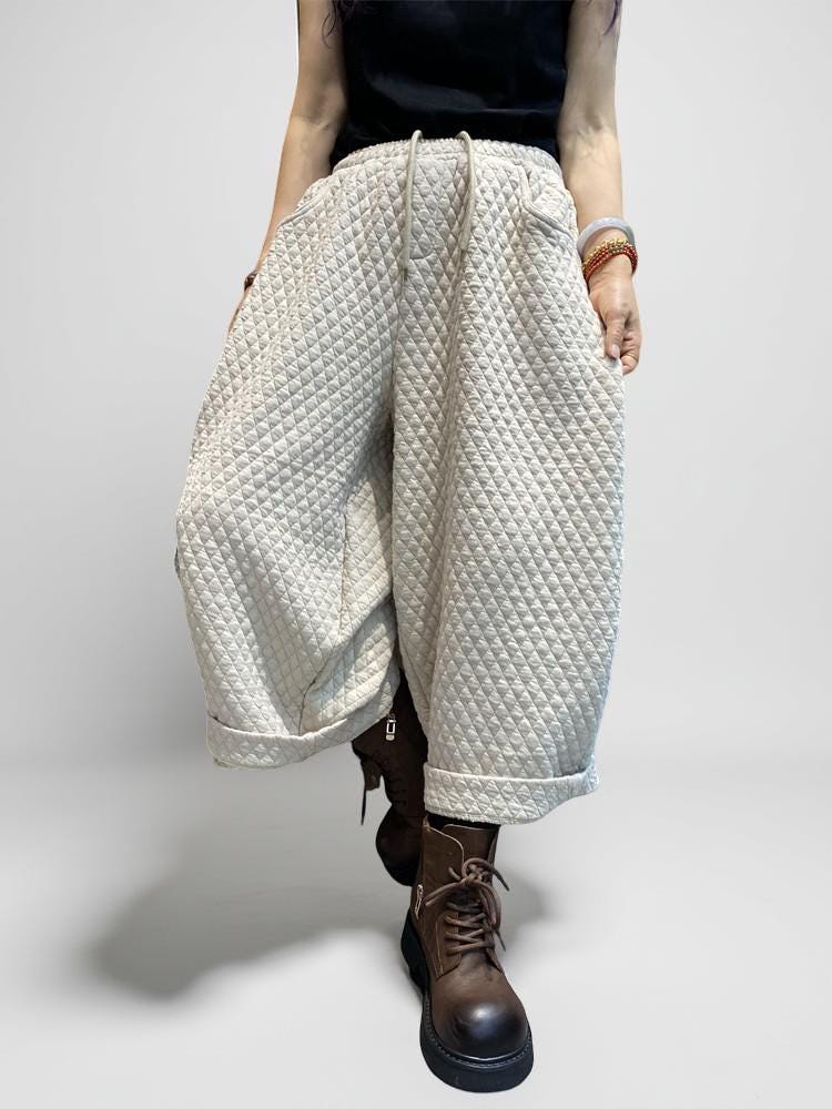 Quilted  Harem Pants | Unisex Balloon Trousers, Elastic Waist