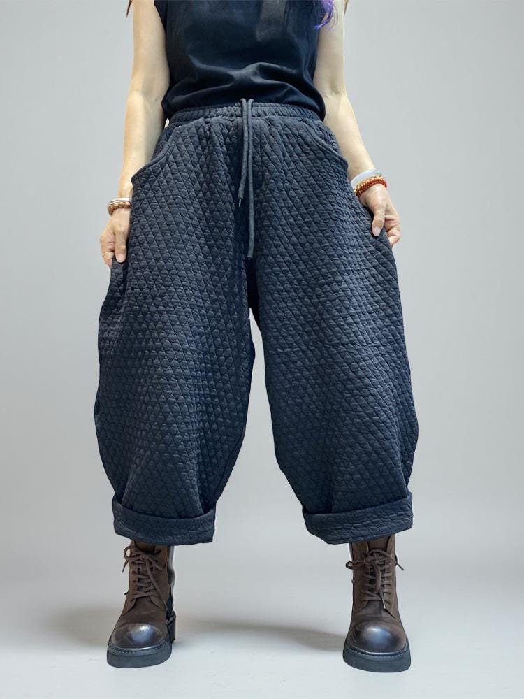 Quilted  Harem Pants | Unisex Balloon Trousers, Elastic Waist