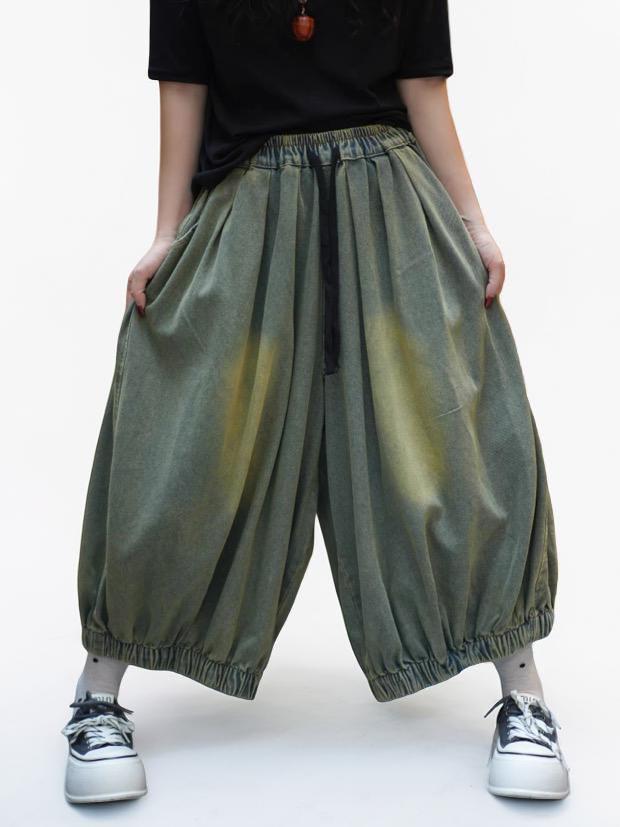Wide leg lantern pants with side pockets