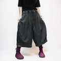 Smoky Black Patchwork Harem Pants | Vintage Washed Denim, Relaxed Wide Leg