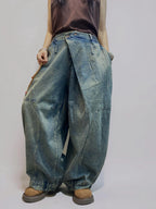 Washed Denim Harem Pants- Two Sizes Available