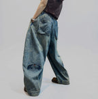 Washed Denim Harem Pants- Two Sizes Available
