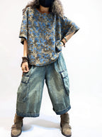 Distressed Double-Layer Cut Fabric Top