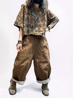 Distressed Double-Layer Cut Fabric Top
