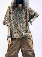 Distressed Double-Layer Cut Fabric Top