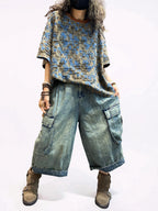 Distressed Double-Layer Cut Fabric Top
