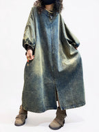 Vintage Washed Denim Maxi Dress