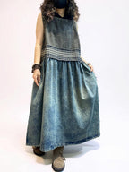 Vintage Washed Denim Midi Dress