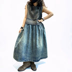 Vintage Washed Denim Midi Dress