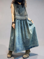 Vintage Washed Denim Midi Dress