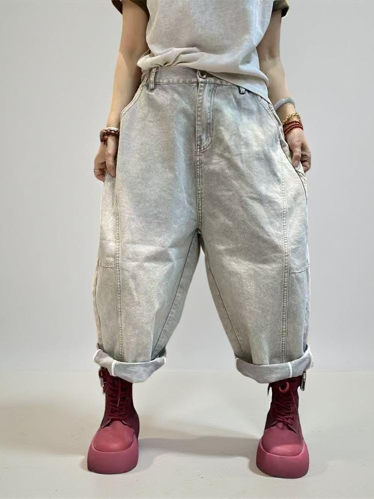 Baggy Harem Jeans: Women's Drop Crotch Denim Trousers - Streetwear Style