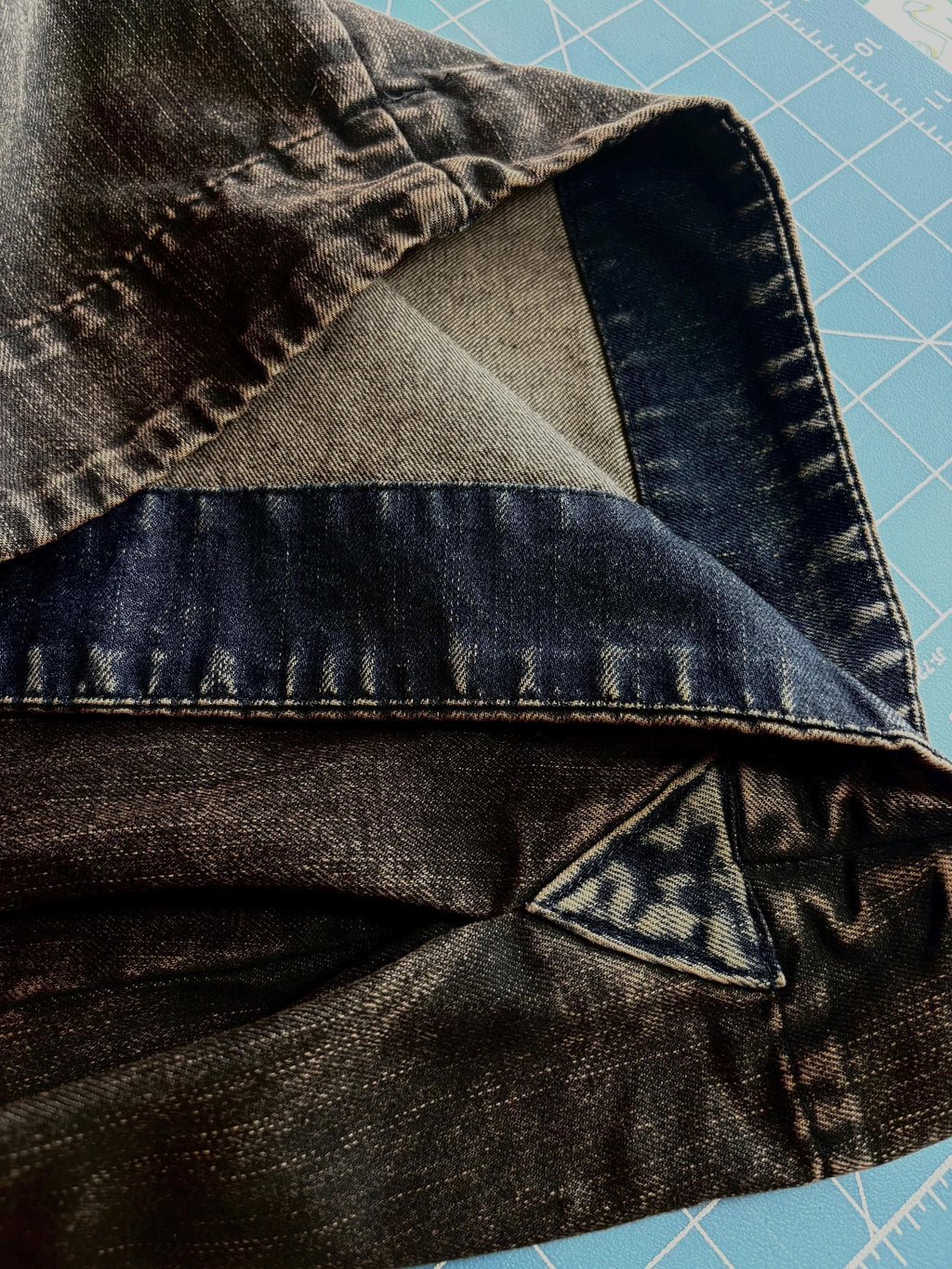 Smoky Black Patchwork Harem Pants: Washed Denim Look, Relaxed wide leg, Boho Style