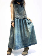 Vintage Washed Denim Midi Dress
