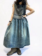 Vintage Washed Denim Midi Dress
