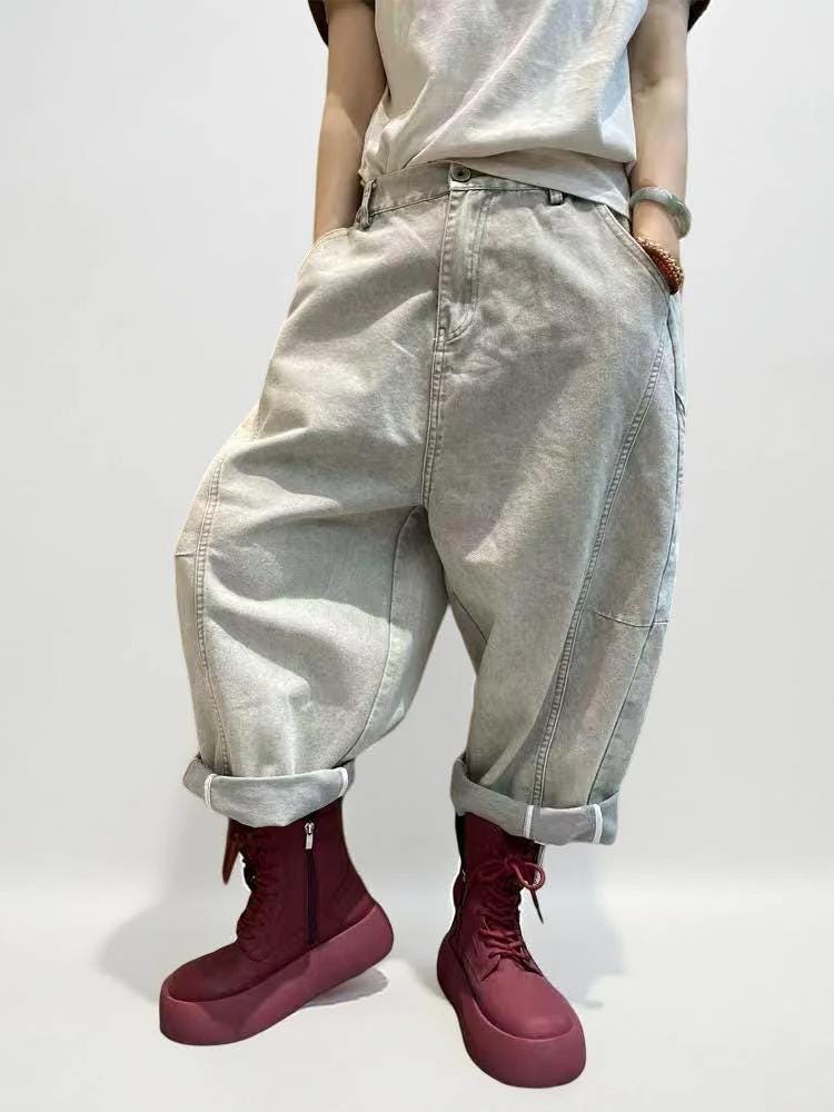 Baggy Harem Jeans: Women's Drop Crotch Denim Trousers - Streetwear Style