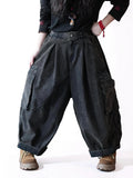 Vintage Washed Workwear Pants | High Waist Balloon Jeans, Artisan Dyed Cargo Style