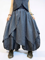Striped Asymmetrical Overlay Skirt, Boho Layering Piece, Irregular Draped Overskirt