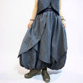 Striped Asymmetrical Overlay Skirt, Boho Layering Piece, Irregular Draped Overskirt
