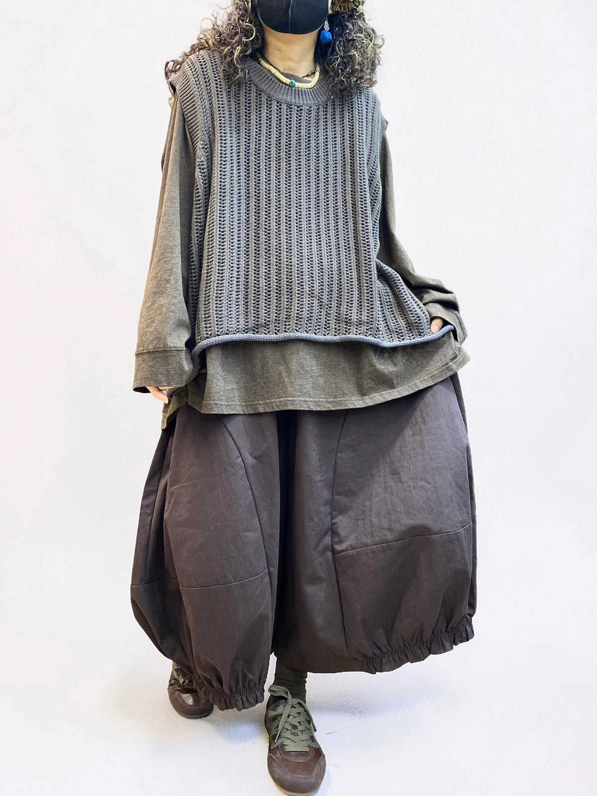 Oversized Textured Knit Vest, Loose Layering Top, Boho Lagenlook Sweater Vest