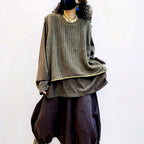 Oversized Textured Knit Vest, Loose Layering Top, Boho Lagenlook Sweater Vest