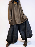 Oversized Cotton Drop Shoulder Tee, Relaxed Lagenlook Top, Boho Style
