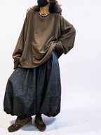 Oversized Cotton Drop Shoulder Tee, Relaxed Lagenlook Top, Boho Style