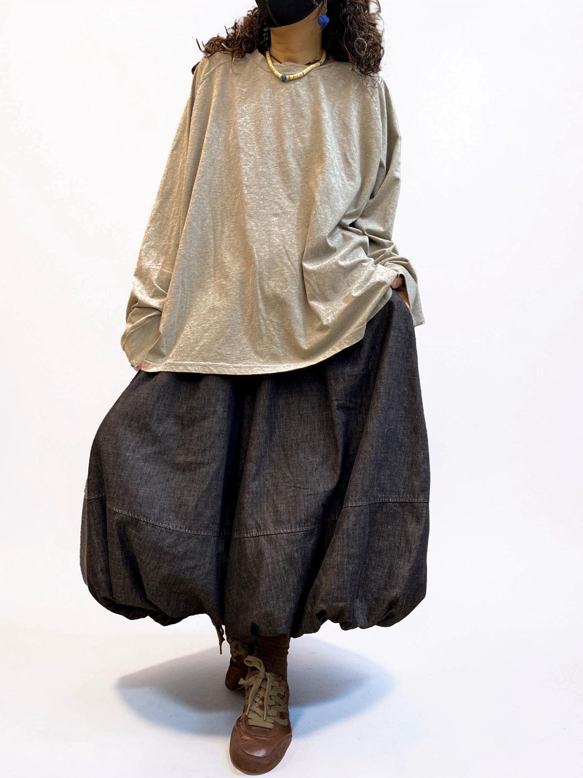 Oversized Cotton Drop Shoulder Tee, Relaxed Lagenlook Top, Boho Style