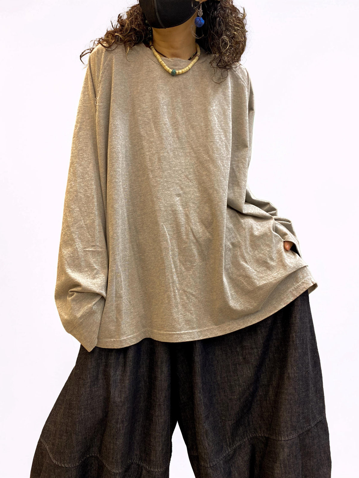 Oversized Cotton Drop Shoulder Tee, Relaxed Lagenlook Top, Boho Style
