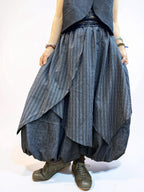 Striped Asymmetrical Overlay Skirt, Boho Layering Piece, Irregular Draped Overskirt