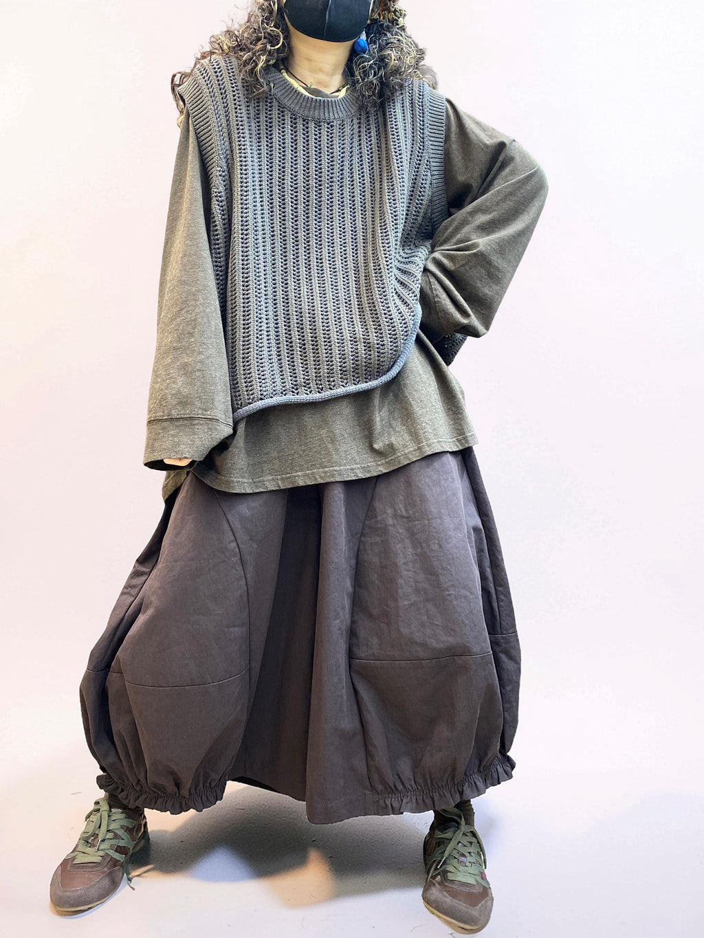 Oversized Textured Knit Vest, Loose Layering Top, Boho Lagenlook Sweater Vest