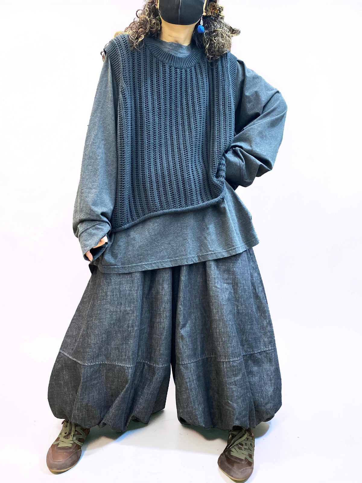Oversized Textured Knit Vest, Loose Layering Top, Boho Lagenlook Sweater Vest