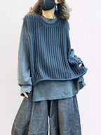 Oversized Textured Knit Vest, Loose Layering Top, Boho Lagenlook Sweater Vest