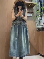 Vintage Washed Denim Midi Dress