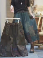 Patchwork Denim Harem Pants
