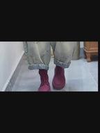 Red Leather Combat Boots
