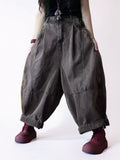 Vintage Washed Denim Balloon Pants – Oversized Wide Leg Harem Trousers