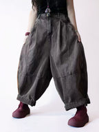 Vintage Washed Denim Balloon Pants – Oversized Wide Leg Harem Trousers